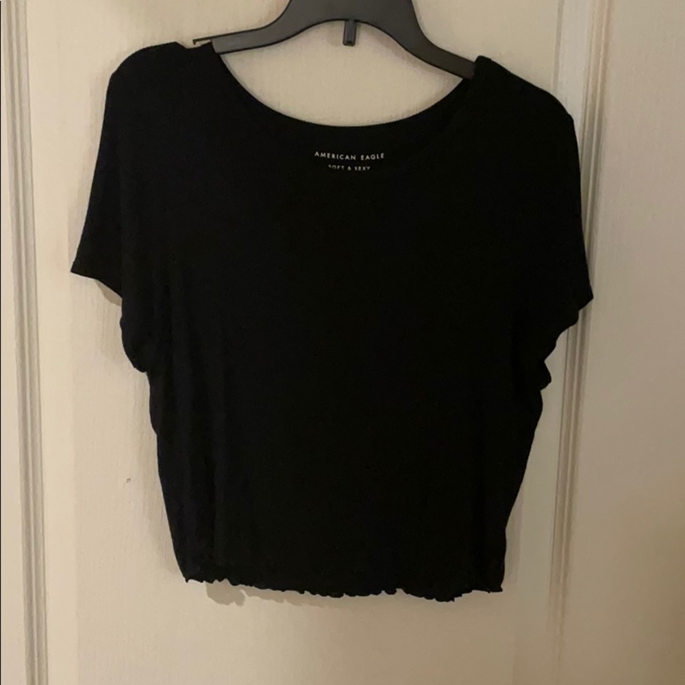 Black American Eagle Crop Top